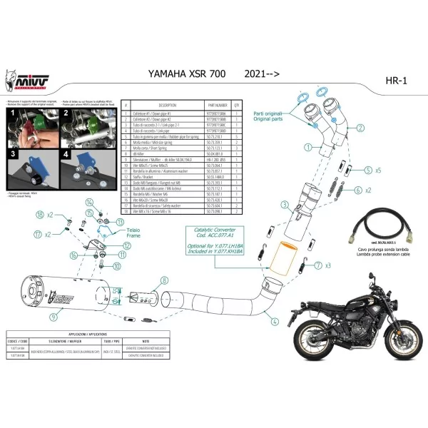 Mivv Komplette Sport-Auspuffanlage Schwarz Yamaha XSR 700