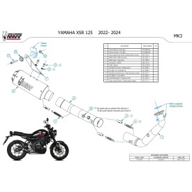 Mivv Komplette Sport-Auspuffanlage Schwarz Yamaha XSR 125 Y.075.SM3B