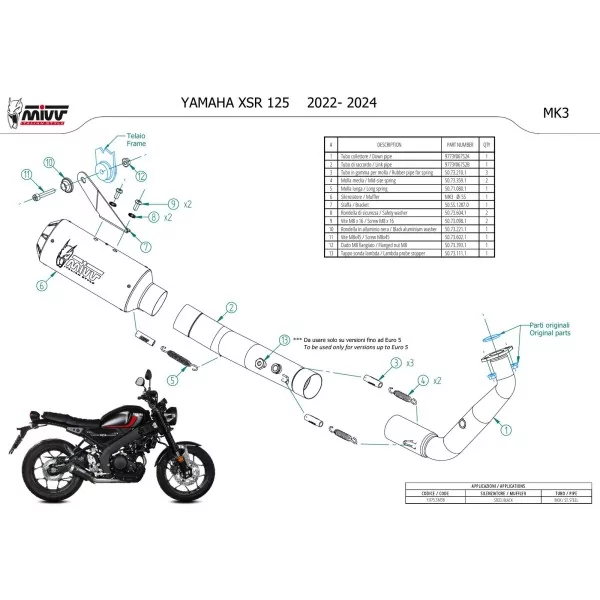Mivv Echappement Sport Complet Noir Yamaha XSR 125