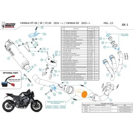 Mivv Sport Exhaust Full System Black carbon end cap Yamaha R9 Y.078.KZK + ACC.099.A1