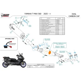Mivv Scarico Sportivo Completo Nero fondello carbonio Yamaha T-MAX 560 Y.080.KVC + ACC.099.A1