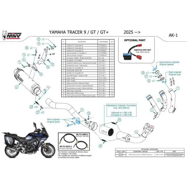 Mivv Escape Deportivo Completo Titanio fondo carbono Yamaha Tracer 9 / GT / GT+