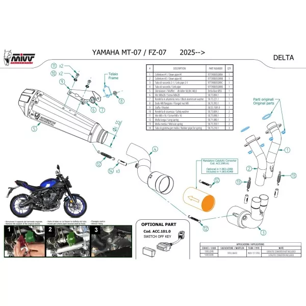 Mivv Sport Exhaust Full System Black Yamaha MT-07