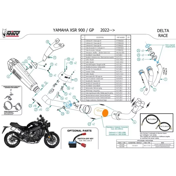 Mivv Sport Exhaust Full System Black Yamaha XSR 900 / GP