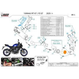 Mivv Echappement Sport Complet Titane fond carbone Yamaha MT-07 Y.084.L4K + ACC.099.A1