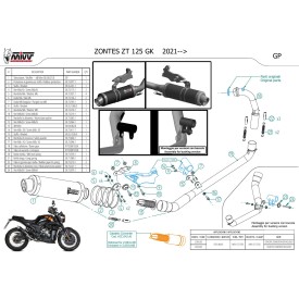 Mivv Komplette Sport-Auspuffanlage Schwarz Zontes ZT 125 GK Z.003.LXB + ACC.042.A1