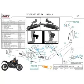 Mivv Komplette Sport-Auspuffanlage Schwarz Zontes ZT 125 GK Z.003.LXB + ACC.042.A1