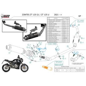 Mivv Scarico Sportivo Completo Nero Zontes ZT 125 G1 Z.001.LXB + ACC.042.A1