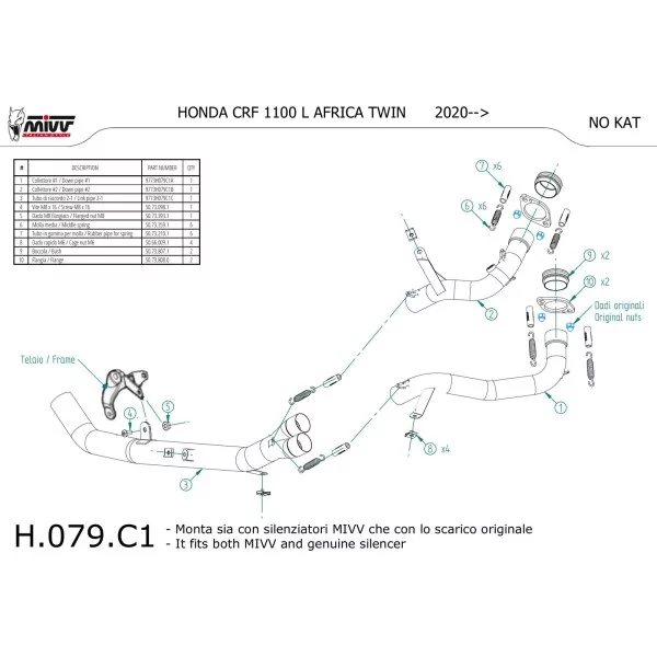 Mivv Tubo Descatalizador Honda CRF 1100 L AFRICA TWIN