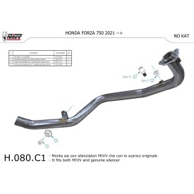 Mivv Tubo Descatalizador Honda FORZA 750 H.080.C1