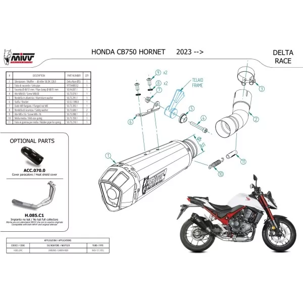 Mivv DELTA RACE Carbon Honda CB750 HORNET