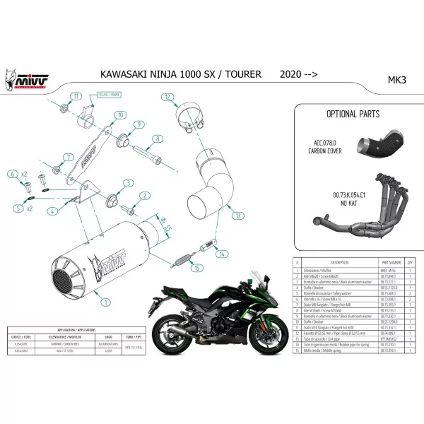 Mivv MK3 Carbonio Kawasaki NINJA 1000 SX / TOURER