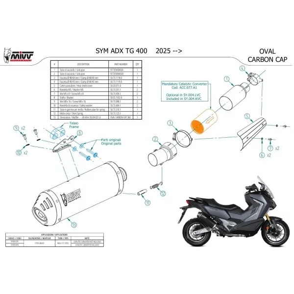 Mivv OVAL Black carbon end cap Sym ADX TG 400