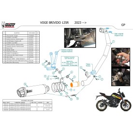 Mivv Komplette Sport-Auspuffanlage Carbon Carbon-Endkappe Voge BRIVIDO 125R VO.002.L2SC + ACC.041.A1