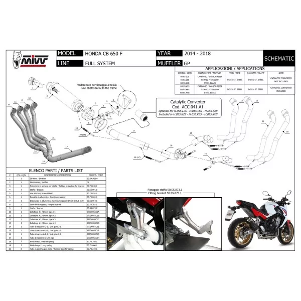 Mivv Sport Exhaust Full System Carbon Honda CB 650 F