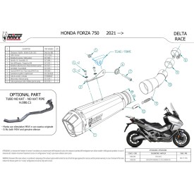 Mivv DELTA RACE Negro Honda FORZA 750 H.080.LDRB