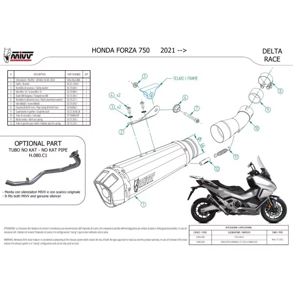 Mivv DELTA RACE Negro Honda FORZA 750