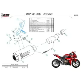 Mivv MK3 Carbone Honda CBR 500 R H.083.SM3C