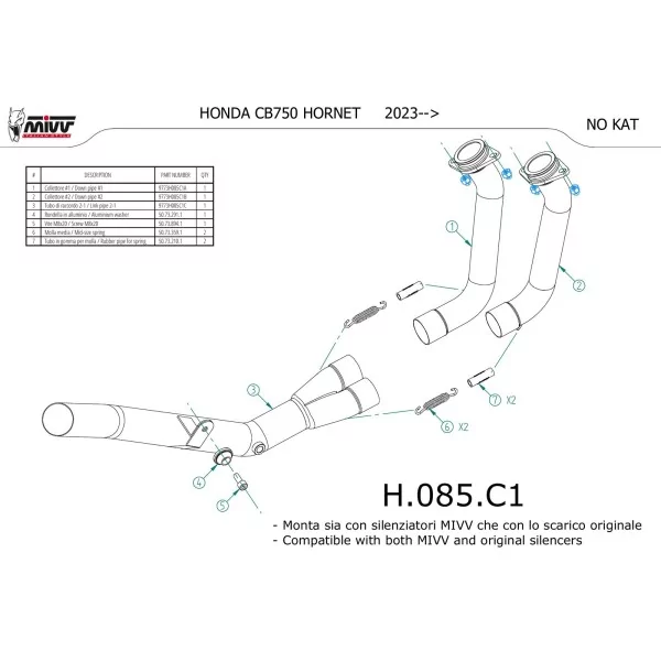 Mivv Decatalizzatore No Kat Honda CB750 HORNET