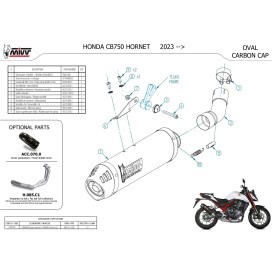 Mivv OVAL Carbon Carbon-Endkappe Honda CB750 HORNET H.085.L3C