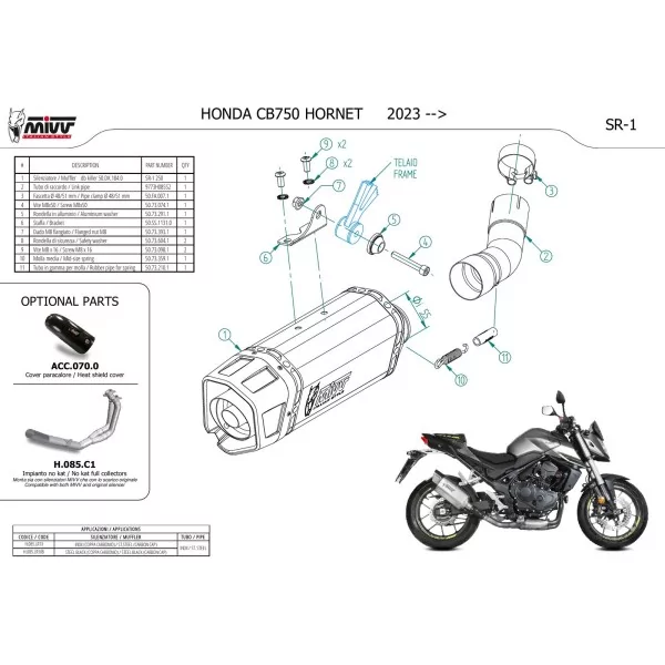Mivv SR-1 Inox Honda CB750 HORNET