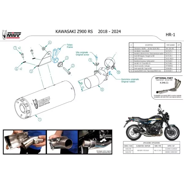 Mivv HR-1 Noir Kawasaki Z900 RS