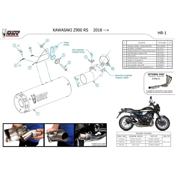 Mivv HR-1 Nero fondello carbonio Kawasaki Z900 RS