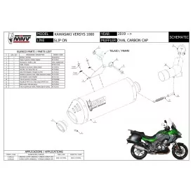 Mivv OVAL Carbono fondo carbono Kawasaki Versys 1000 / S / SE K.049.LEC