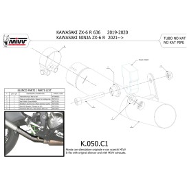 Mivv De-Cat Pipe Kawasaki ZX-6 R 636 K.050.C1