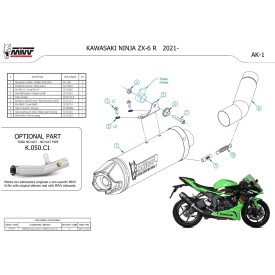 Mivv AK-1 Carbon carbon end cap Kawasaki NINJA ZX-6 R K.050.L3K