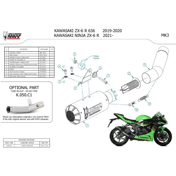 Mivv MK3 Carbonio Kawasaki ZX-6 R 636
