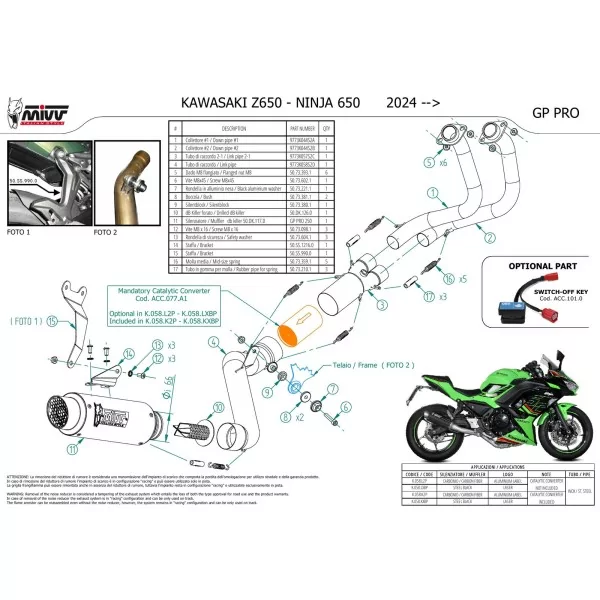 Mivv Komplette Sport-Auspuffanlage Carbon Kawasaki NINJA 650
