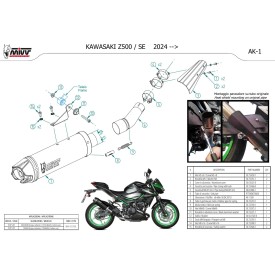 Mivv AK-1 Titane fond carbone Kawasaki Z500 / SE K.061.L4K