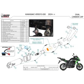 Mivv Sport Exhaust Full System Black carbon end cap Kawasaki Versys 650 K.059.KZC + ACC.077.A1