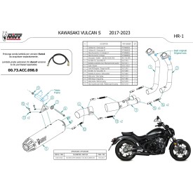 Mivv Echappement Sport Complet Noir fond carbone Kawasaki VULCAN S K.060.SH1BGN