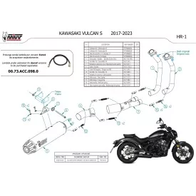 Mivv Scarico Sportivo Completo Nero fondello carbonio Kawasaki VULCAN S
