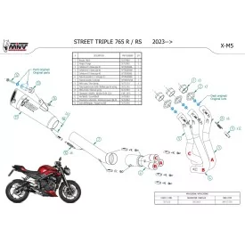 Mivv Komplette Sport-Auspuffanlage Schwarz Triumph STREET TRIPLE 765 R / RS T.027.SC5B