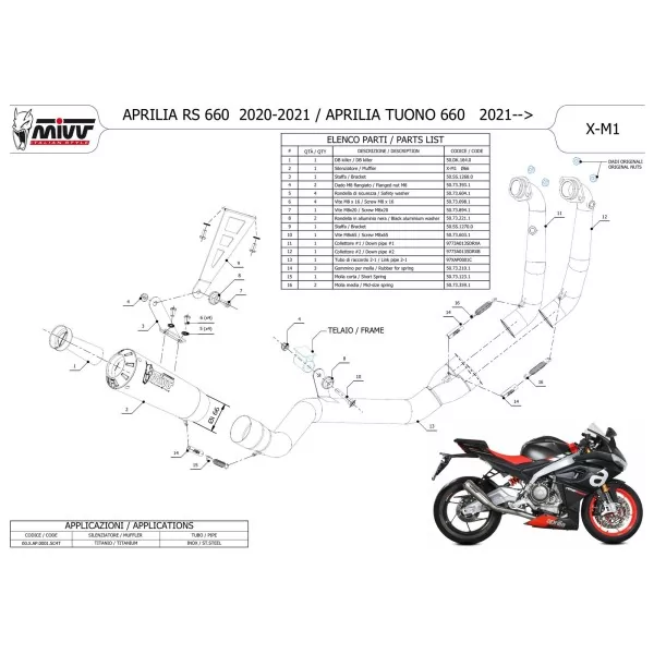 Mivv Echappement Sport Complet Titane Aprilia RS 660