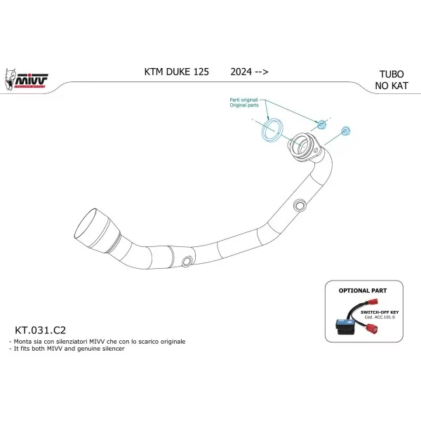 Mivv Tubo Descatalizador Ktm 125 DUKE