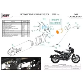 Mivv OVAL Schwarz Carbon-Endkappe Moto Morini SEIEMMEZZO STR MM.002.LZC + ACC.041.A1