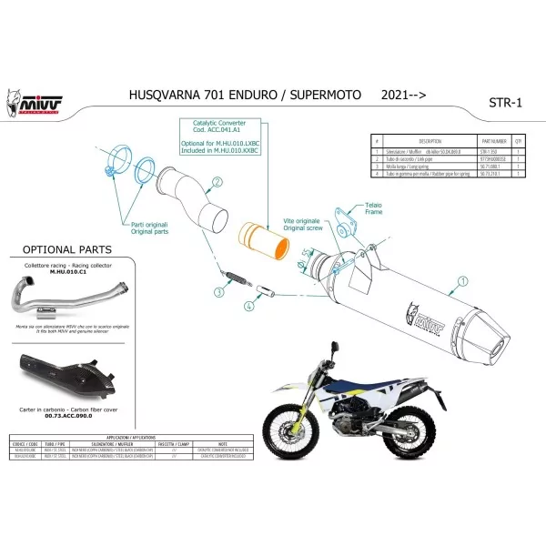 Mivv STR1 Negro Husqvarna 701 ENDURO / SUPERMOTO