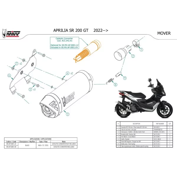 Mivv MOVER Nero Aprilia SR 200 GT