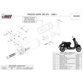 Mivv MOVER Noir Piaggio VESPA GTS 300 MV.PG.0002.LV + ACC.044.A1