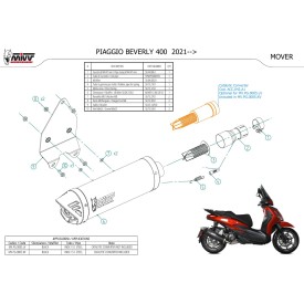 Mivv MOVER Negro Piaggio BEVERLY 400 HPE MV.PG.0005.LV + ACC.042.A1