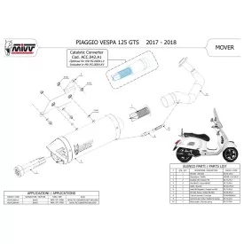 Mivv Sport Exhaust Full System Black Piaggio VESPA GTS 125 i.e. MV.PG.0004.LV + ACC.042.A1