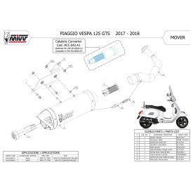 Mivv Komplette Sport-Auspuffanlage Schwarz Piaggio VESPA GTS 125 i.e. MV.PG.0004.LV + ACC.042.A1