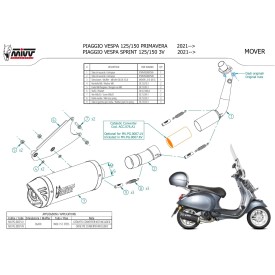 Mivv Echappement Sport Complet Noir Piaggio VESPA SPRINT 150 3V MV.PG.0007.LV + ACC.076.A1