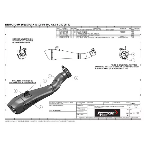 Hp Corse Hydroform Black Suzuki Gsx-r 600 2008/2010