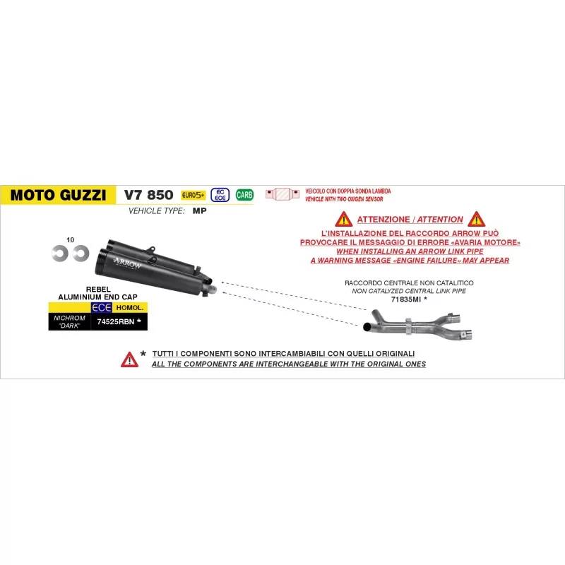 Arrow Exhaust Raccordo Moto Guzzi V7 850