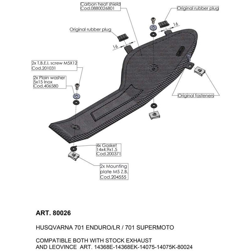 Leovince Protector Térmico Husqvarna 701 SUPERMOTO 2016/2024 80026 Leovince Protector Térmico Husqvarna 701 SUPERMOTO 2016/2024 80026